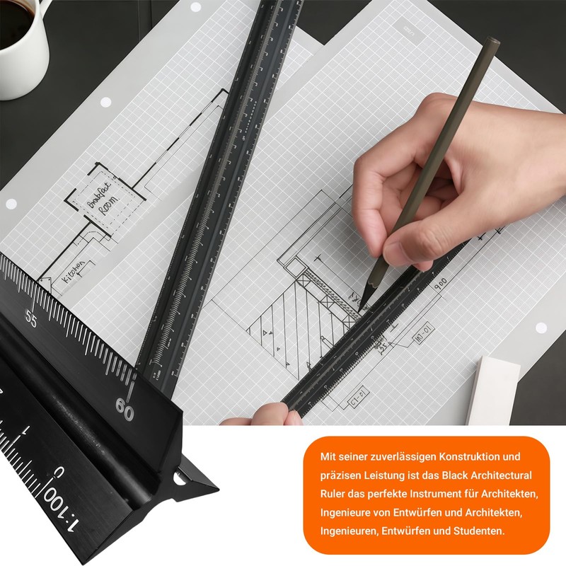 1 x Architectural Set Square Ruler, Ruler 30 cm Long,