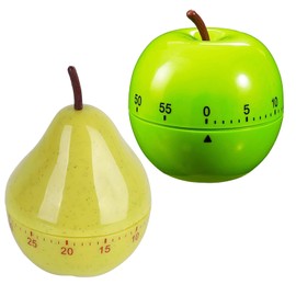 2 Pcs Egg Timers for Boiling Eggs, Kitchen Timers for Cooking, Pomodoro Timer, Boiled Egg Timer, Cooking Timer, Two Timers with Pear Shape (8 cm x 7 cm x 7 cm) and Round Apple Green B Shape (7.8 cm x