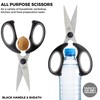 Kitchen Scissors with Magnetic Sheath - Black, Dishwasher Safe Cooking