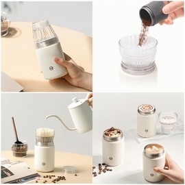 TIMEMORE Portable Coffee Maker Pour-Over Coffee Dripper, Travel Coffee Cup, Manual Brewer for Home and Outdoors - Ceramic-Coated Stainless Steel Tumbler 10.08 oz Capacity