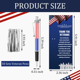25 Sets American Flag Ballpoint Pen with Veteran Cards Bulk Veterans Gel Ink Pen Patriotic Themed Pens Greeting Cards for Veterans Day Party Favors Souvenirs Supplies Gifts