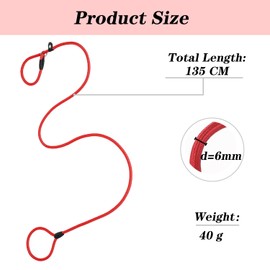 Dog Slip Lead, Light Weight and Durable Dog Training Leash Rope to Stop Pulling,Easy to Slip On,No Collar or Harness Needed, 135cm Long Adjustable Pet Lead Leash for Small Dogs(Red)