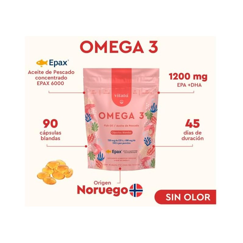 Vitatú Omega 3 Aceite de Pescado, 1200 mg EPA DHA,