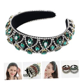 PACKOVE Vintage Baroque Rhinestone Hairband for Women Wide Sponge Headband Headdress Accessory with Craftsmanship Dazzling Luster for Parties Weddings and Daily Wear