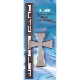 Christian Cross Weatherproof Large Auto Emblem - Silver