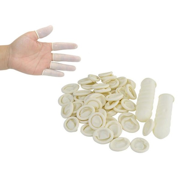 Nicedmm 200 Pcs Disposable Latex White Finger Cots - Tattoo Beauty Nail Anti-Static Finger Protector