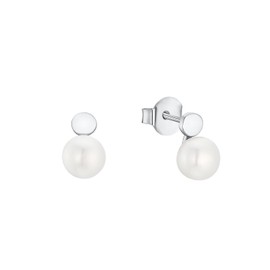 s.Oliver 2034409 Women's Stud Earrings 925 Sterling Silver with Freshwater Cultured Pearl, 1.1 cm, Silver, Comes in Jewellery Gift Box, Sterling Silver