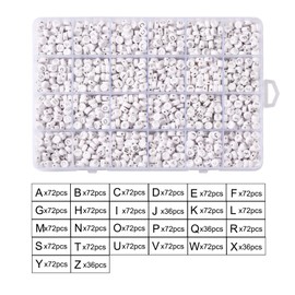 Cheriswelry 1728pcs 7mm Assorted White Silver Acrylic A-Z Letter Alphabet Beads Flat Round Disc Coin Pony Beads 26 Letters Spacer with Container Box for DIY Bracelet Necklace Jewelry Making Supplies