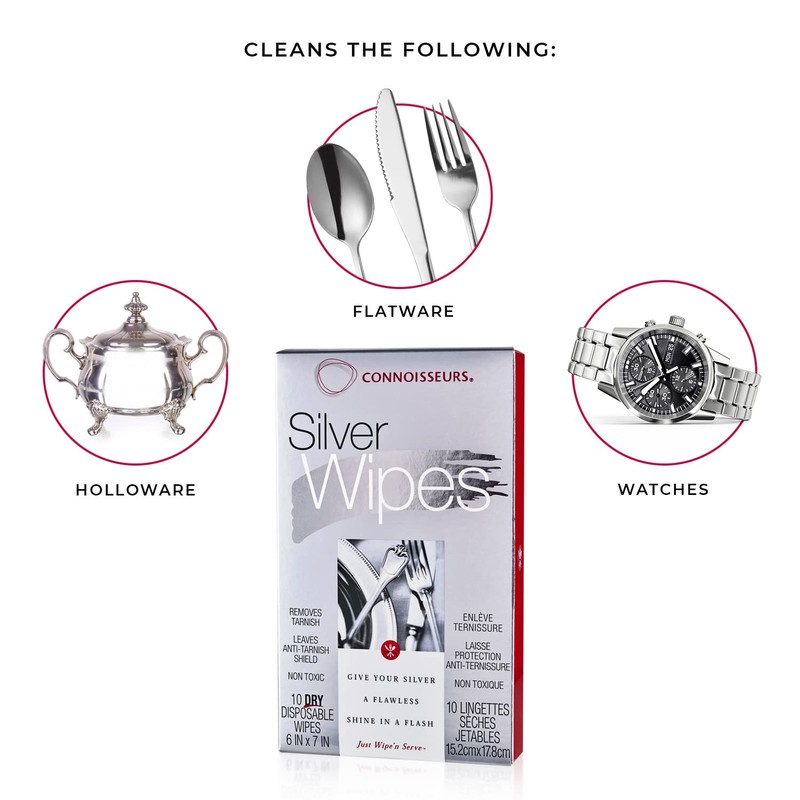Connoisseurs Silver Cleaner Wipes for Sterling Silver Jewelry and Tableware