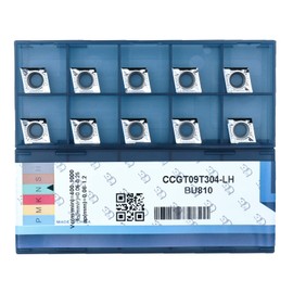 CDBP CCGT09T304-LH CCGT32.51 Inserto Torneado de Carburo CNC Torno para el Procesamiento de Acabado en Aluminio y Materiales no Férreos, 10 uds