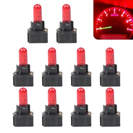 Flygun 10 PCS Car T5 Halogen Instrument Light, 12V 1.2W Single-filament Air Conditioning Indicator Light Brake Light, Plug and Play Non-destructive Installation, Universal Car Lighting Bulb (Red)