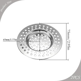 Stainless Steel Sink Filter, 2 Pcs Kitchen Sink Strainer Plug, Anti Clogging Drain Protector, Drainage Filter, Prevent Clogging, for Kitchen Sink (2.95 "/ 7.5 cm)