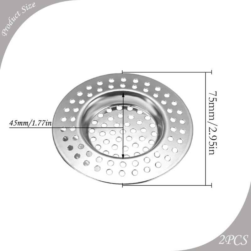Stainless Steel Sink Filter, 2 Pcs Kitchen Sink Strainer Plug,