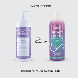 URBAN CURLS Crema Modeladora 960 ml para Cabello Rizado – Definir y Peinar Rizos – Hidratación, Control de Frizz y Suavidad – Sin Sulfatos, Parabenos,