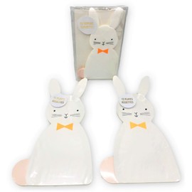 Meri Meri Easter Party Pack Bundle, Set of 24 Easter Bunny Shaped Paper Plates & 20 Easter Bunny Shaped Napkins