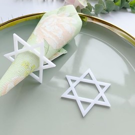 Star of David Pack of 12 Acrylic Napkin Ring Holder, Jewish Passover Hannukah New Year Decor (Mirror Silver)