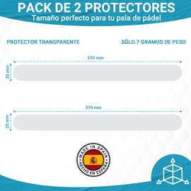 NAYAINOVA Pack of 2 Transparent Padel Racket Protectors 35 x 370 mm Lightweight Strong and Durable Padel Accessories Made in Spain
