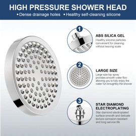 Eolax Filtered Rain Shower Head, 6″ Round Showerhead and 3 settings Handheld Shower Filter Combo, Remove Chlorine Fluoride and Harmful Substances, Chrome (With Filter & Handheld)