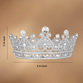Srotmirw Silver Tiara, Crystal Rhinestone Crown for Birthday Wedding Prom Bridal Party Wedding Hair Accessories for Brides