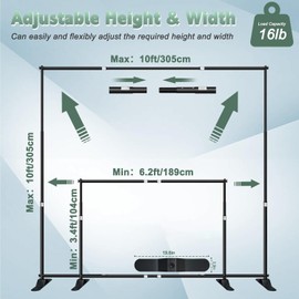 GLOSHOOTING Banner Stand Backdrop, 10 x 10 Ft Heavy Duty Back Drop Adjustable Step and Repeat Background Frame for Parties Photography Photo Booth Wedding Trade Show Exhibition with Carrying Case