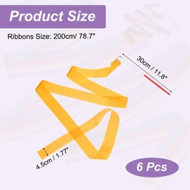 PATIKIL Dance Ribbons, 6 Pack 78.7 Inch Gymnastics Dance Streamers with Non-Slip Wand Dance Flags for Gifts, Dancing, Talent Shows, Baton Twirling, Orange Yellow