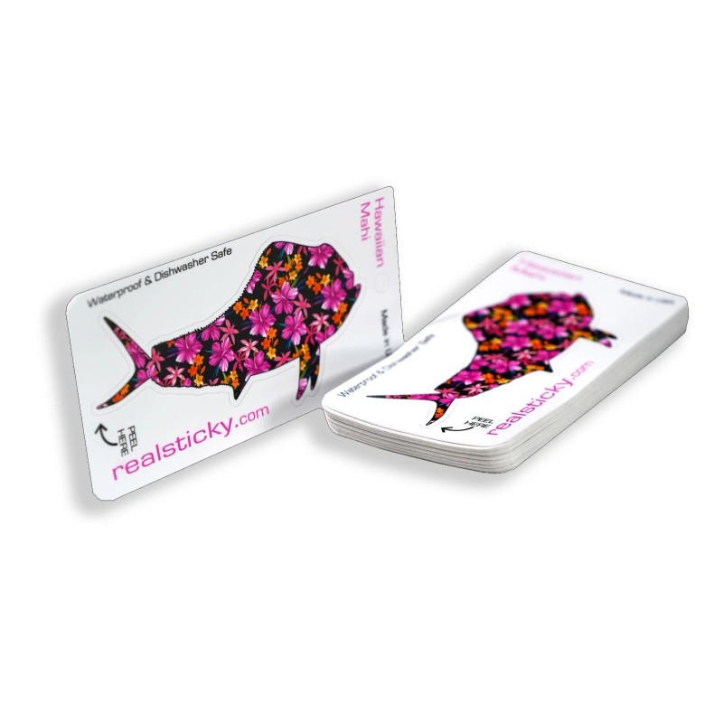Real Sticky Mahi Fish Sticker Hawaii Flower Cup Laptop Cup