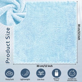 Newwiee 100 Pcs Washcloths Quick Drying Bathroom Wash Clothes 12 x 12 Inch Face Towels Microfiber Soft Wash Rags Bulk for Your Face and Body Facial Towels for Spa Fingertip Towel (Light Blue)