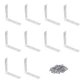 TERF® 10 Pcs Zinc Plated Steel 100mm X 100mm X 22mm (4’’ X 4’’ X 0.86’’) Angel L Shape Corner Brace Bracket Joining Fixing Self Support Repair with Fixing Screw