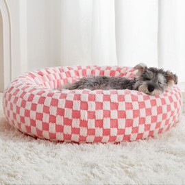 BFPETHOME Donut Dog Beds for Small Dogs, Round Cat Beds for Indoor Cats, Calming Pet Bed for Puppy and Kitty with Non-Slip Bottom, Cute Fancy Dog Bed Machine Washable Plush Fabric