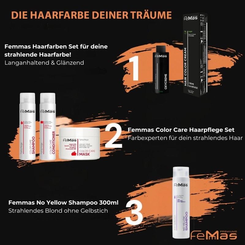 Femmas Hair Colour Set Light Blonde Gold 8.3 I Hair