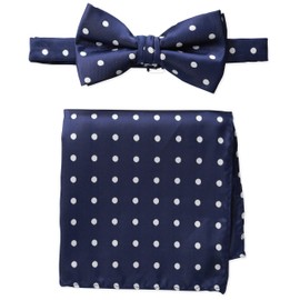 Stacy Adams Men's Satin Dot Bow Tie Set, Navy, One Size