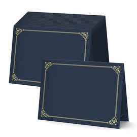 BELLE KR® Blue Certificate Folders 8.5 x 11, 30 Pcs - Used as Award Certificate Folders with Gold Foil Border for Letter Size 8.5" x 11" Certificates, Awards, Documents and Diplomas