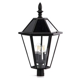 LUTEC 12513LE4-SL-Head LED Post Solar Light Outdoor, Dusk to Dawn Vintage Street Lights for Lawn Patio Yard Pathway Garden Mount (Base Not Included)