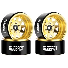 GLOBACT 1.9 Beadlock Wheels RC Wheel Hub -11.5mm Offset for 1/10 TRX4 TRX6 Axial SCX10 I II III Pro Redcat RC Crawler Upgrade Accessories (4Pcs Gold)