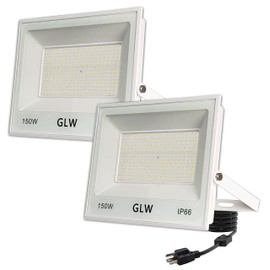 GLW 150W LED Flood Lights Outdoor 2 Pack,13000LM Super Bright Security Light, IP66 Waterproof Outdoor Floodlight,6500K Daylight White Exterior Spot Lights for Yard,Backyard,Stadium