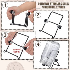 Lyaciomn 8 Sets Sprouting Jar Kit Stainless Steel Sprouting Lids for Sprouting Growing Seeds