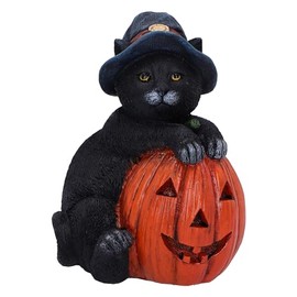 Nemesis Now Trick or Treat 13cm, Resin, Black, Cat Figure, Black Cat Ornament, Collectable Cat Giftware, Cast in the Finest Resin, Expertly Hand-Painted
