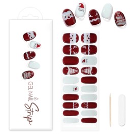 XEAOHESY 1 Sheet 20pcs Christmas Semi Cured Gel Nail Strips, Sticky and Not Easy to Fall Off, Softer and More Fitting, Waterproof and Long-Lasting, Needs to Be Cured with a Lamp(Design 1)