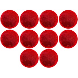 All Star Truck Parts [10x Red 2" Inch Round Reflector Bike Trailer Truck Boat Mailbox Construction Equipment SUV RV Camper Safety Industrial Fence Gate Posts Drivway Super Strong Adhesive DOT/SAE