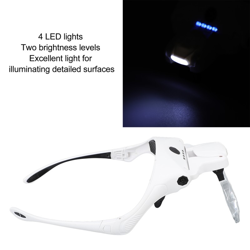 Rechargeable Headband Magnifier Hands Free Head Magnifying Glasses with 4