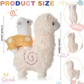 Morwealth 28 cm Alpaca Cuddly Toy with 4 Baby Llamas, Cute Alpaca Plush Toy, Soft Stuffed Toy, Plush Toy, Gift for Children (White)