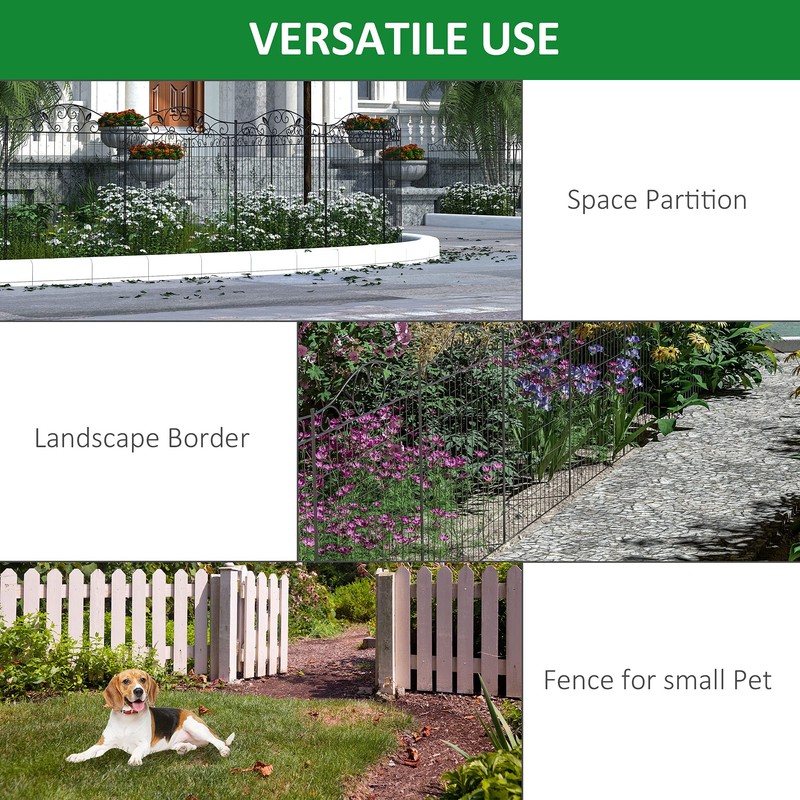 Outsunny Garden Fence Animal Barrier for Dogs, 4 Pack, 44