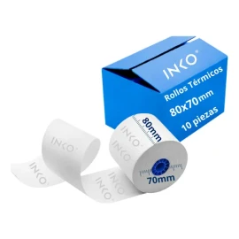 10 Rollos Papel Térmico 80x70 Impresora 80mm Ticket Con Iva Color Blanco INKO