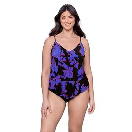 Aqua Green Women's Standard Triple Tier Tankini, Floral Pop