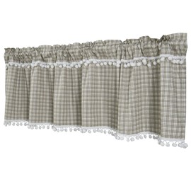 Dreamskull Net Curtain, Bistro Curtain, Country House, Short Kitchen, Modern, Opaque, Short Curtains, Kitchen Curtain, Rod Pocket, Chequered, 150 cm Wide, Small Window (Khaki)