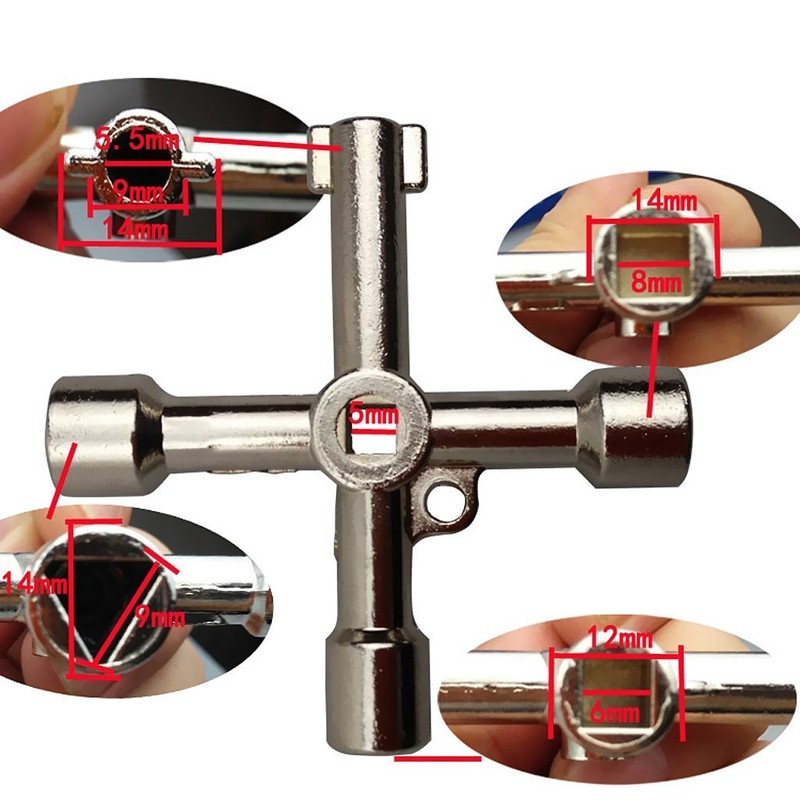 4 in 1 Universal Cross Triangle/Square/Round Key, 4 Ways Multifunction