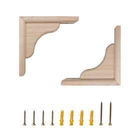 Antrader Solid Wall Mount Wood Shelf Bracket, 6 Inch Wooden Shelf Brackets, DIY Wood Bracket Include Mounting Screws, Pack of 2