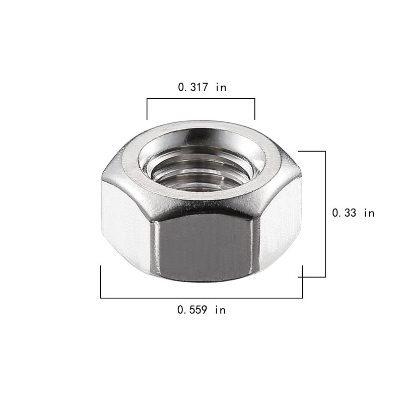 Wensilon 3/8-16 304 Stainless Steel Hex-Nuts (50pcs)