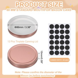 uxcell uxcell 12 Pcs Mason Jar Lids, Colored Tinplate Canning Lids with Label for Regular Mouth Mason Jar for Fermenting Pickling Meal Prep Freezing, Preserving, Rose Gold(86mm)