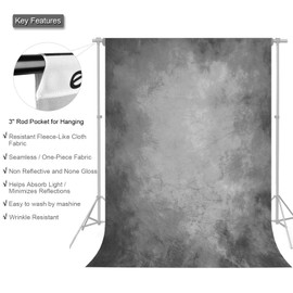 econious Photo Background, 1.5 x 2.2 m Abstract Gradient Light Grey Photo Background, Professional Photography Background for Studio Props, with Rod Pocket (Background Only)